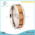 Unique silver band wood and titanium wedding bands